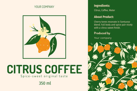 Citrus Coffee Drink Label Design Template