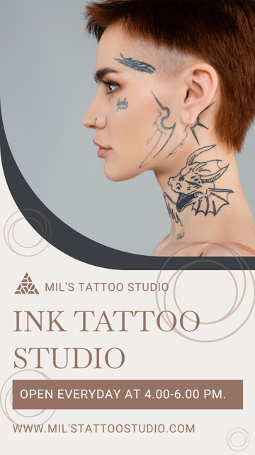 Ink Tattoo Studio Service Promotion Instagram Story Šablona návrhu