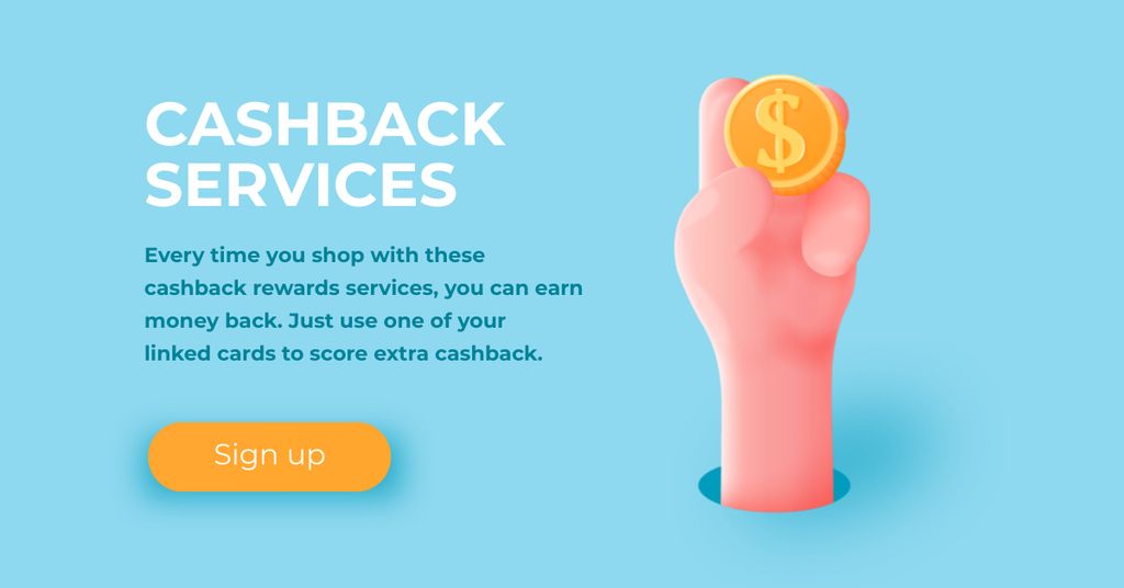 Ontwerpsjabloon van Facebook AD van Cashback Services hand with Coin