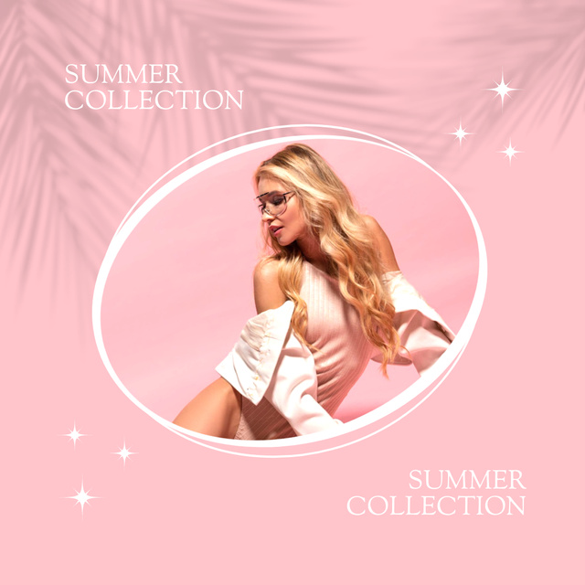 Summer Collection On Pink Background Instagramデザインテンプレート