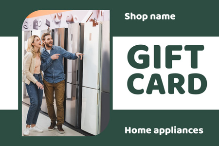 Modèle de visuel Couple de famille choisissant un réfrigérateur dans un magasin d'électronique - Gift Certificate