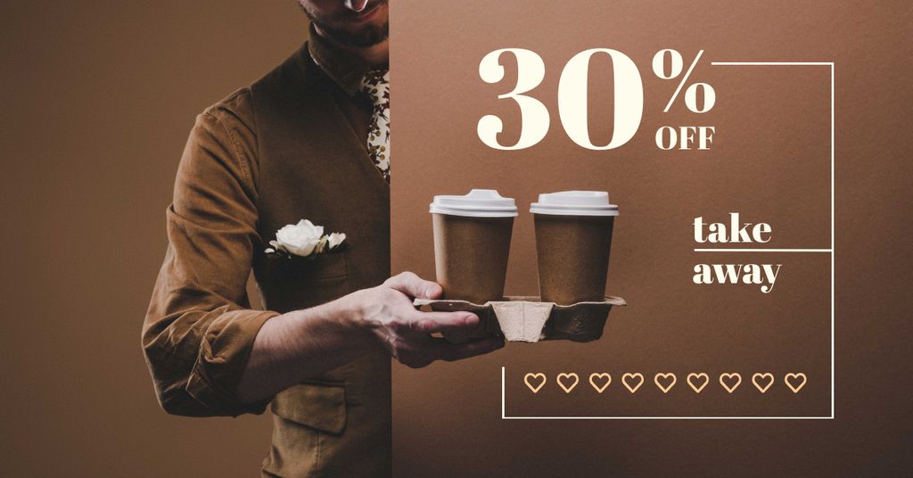 Template di design Man holding Coffee To-go Facebook AD