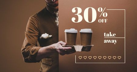 Man holding Coffee To-go Facebook AD Design Template