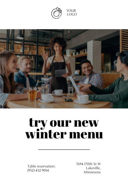 Offer of Winter Menu in Restaurant Postcard A5 Vertical – шаблон для дизайну