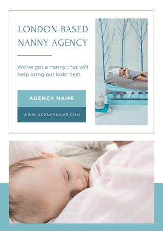 Babysitting Service Promotion on Blue Poster Design Template