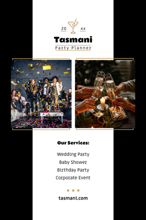 Party Organization Services Offer Golden Bokeh Flyer 4x6in Design Template