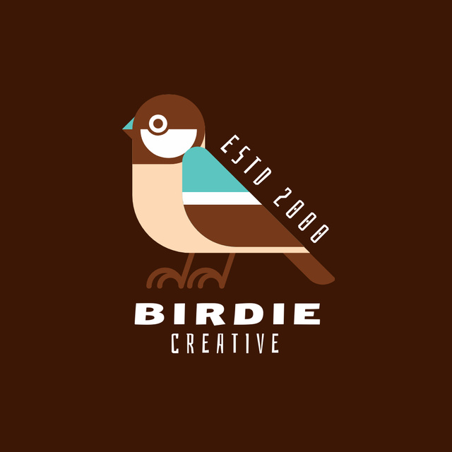 Ontwerpsjabloon van Logo 1080x1080px van Brown Sparrow Bird Emblem For Creative Company
