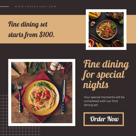 Dining Set Ad on Brown Instagram Design Template