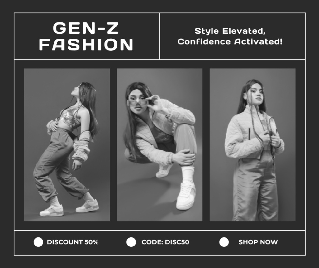Promo of Gen Z Fashion with Stylish Teenager Facebook Modelo de Design