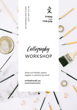 Calligraphy workshop Annoucement Poster Design Template