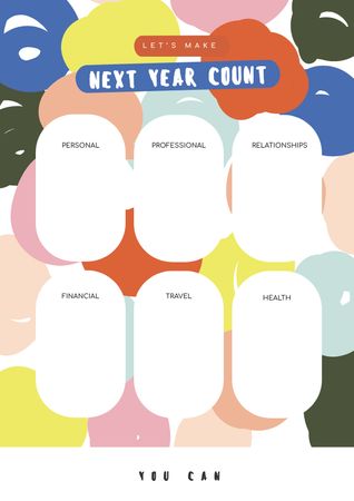 New Year's Resolutions List on Colorful Pattern Schedule Planner Design Template