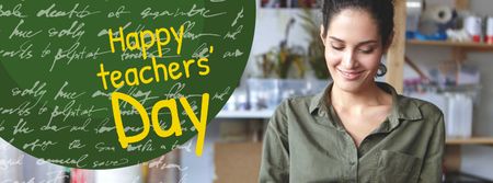 Template di design Teacher's Day Greeting with Teacher in Classroom Facebook cover