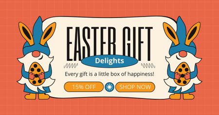 Modèle de visuel Offre de cadeaux de Pâques avec des nains rigolos - Facebook AD