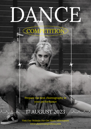 Plantilla de diseño de competición de danza anuncio con chica atractiva Poster 