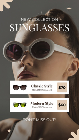 Modèle de visuel Offre de nouvelle collection de lunettes de soleil pour femmes - Instagram Story