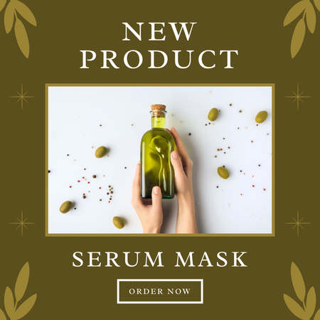 Plantilla de diseño de Anuncio de nuevo producto para el cuidado de la piel con botella de aceite orgánico Instagram 