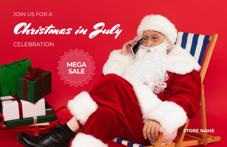 Template di design Christmas in July Holiday with Santa Claus Chaise Lounge Flyer 5.5x8.5in Horizontal