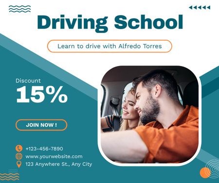 Auto Handling Course With Discounts And Tutor Offer Facebook Design Template