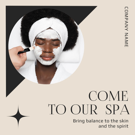 Young African Lady Getting Facial Treatment at Spa Instagram Design Template
