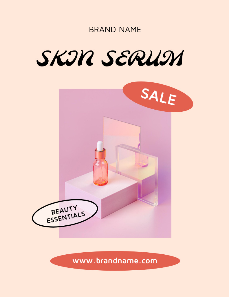 Professional Skincare Ad with Serum Sale Poster 8.5x11in Design Template