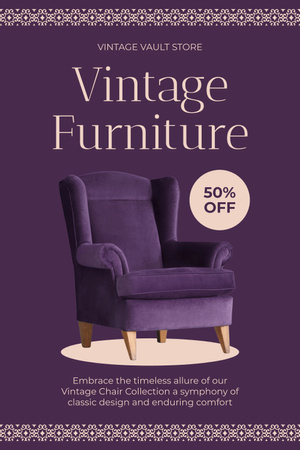 Platilla de diseño Nostalgic Armchair In Purple With Discount Offer Pinterest