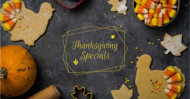 Thanksgiving Specials Offer with Pumpkins Facebook AD – шаблон для дизайна