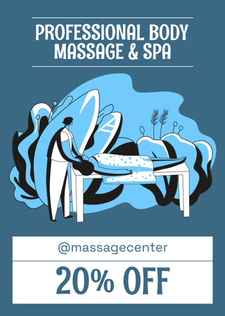 Professional Massage Services Advertisement on Blue Flayer Design Template