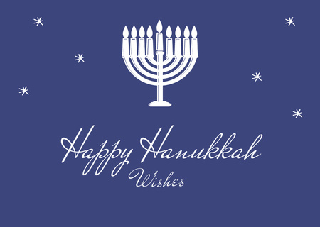 Template di design Saluto di festa di Hanukkah con stelle e menorah Card