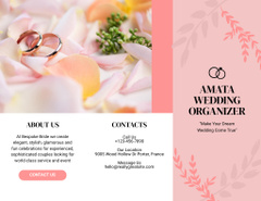 Wedding Organizer Offer with Golden Rings on Rose Petals