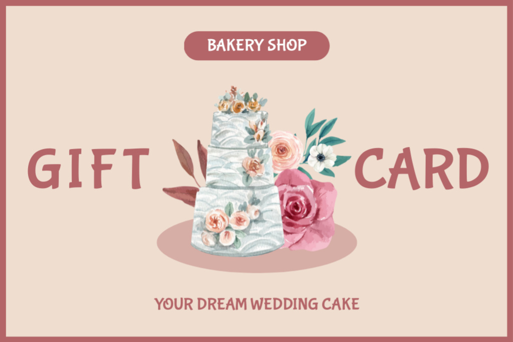 Bakery Shop Ad with Delicious Wedding Cake Gift Certificate Modelo de Design