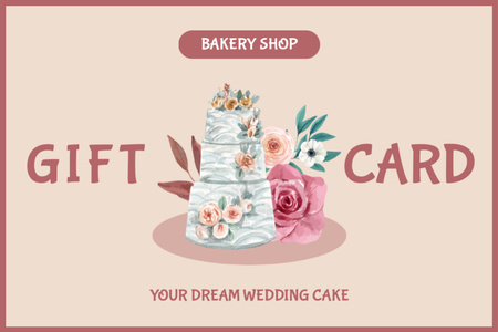 Anúncio de padaria com delicioso bolo de casamento Gift Certificate Modelo de Design