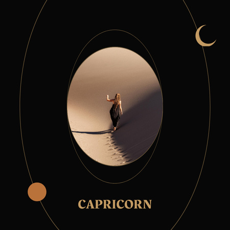 Zodiac Sign with Woman in Sand Dune Instagram Design Template