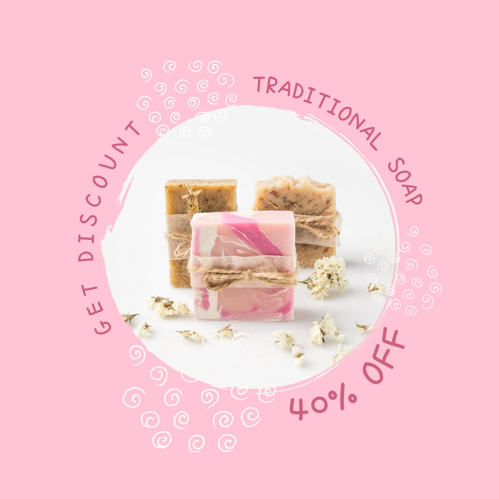 Promo Discounts for Traditional Cosmetic Soap Instagramデザインテンプレート