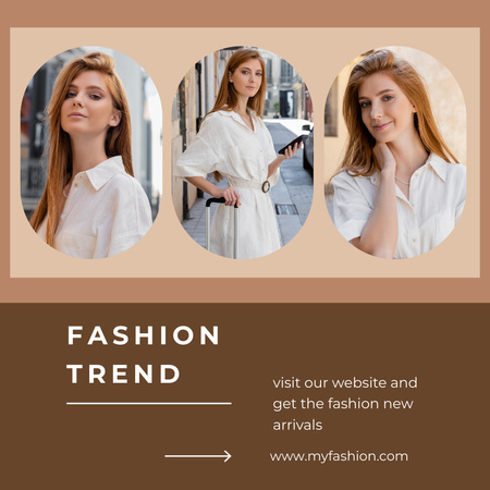 Trendy Clothes Ad with Woman in City Instagram tervezősablon