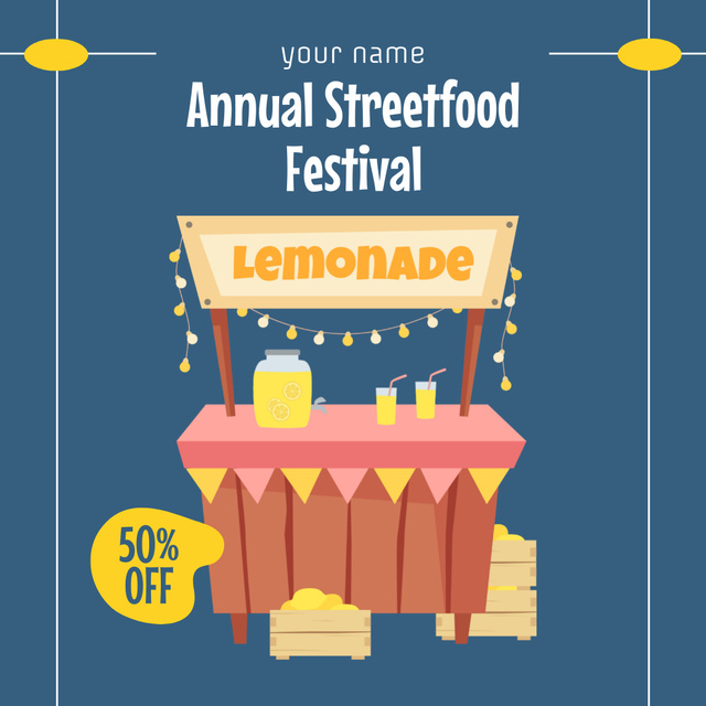 Plantilla de diseño de Annual Street Food Festival Announcement Instagram 