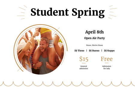 Student Party Announcement with Cheerful Young People Poster 24x36in Horizontal Design Template