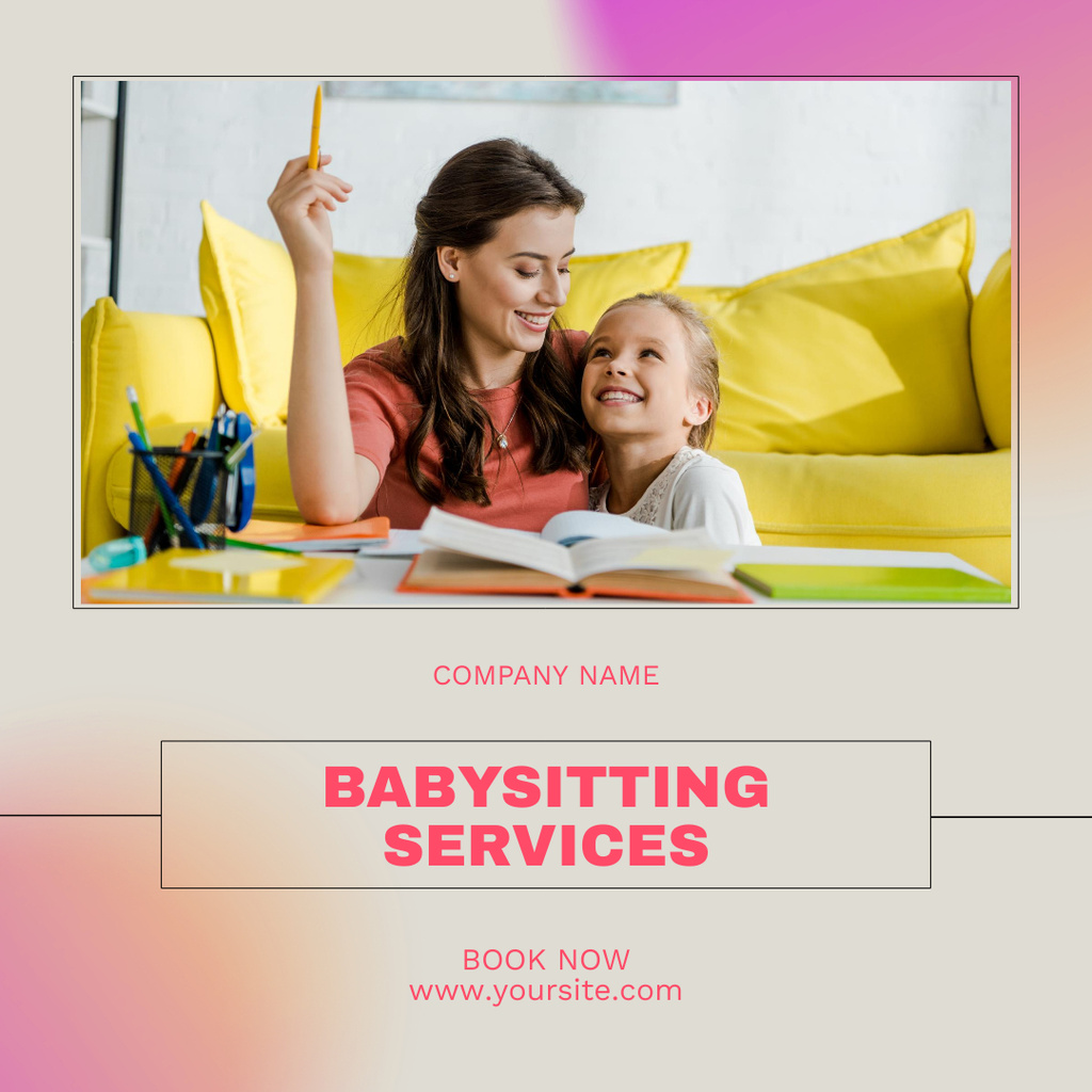 Babysitting Service Announcement on Gradient Instagramデザインテンプレート
