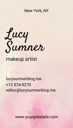 Platilla de diseño Makeup Artist Services with Colorful Paint Blots Business Card US Vertical