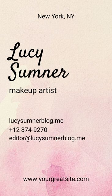 Makeup Artist Services with Colorful Paint Blots Business Card US Vertical Design Template