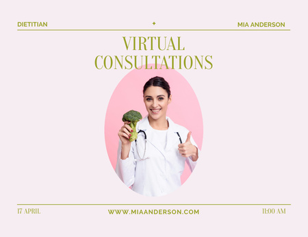 Dietitian Services And Virtual Consultations Offer Invitation 13.9x10.7cm Horizontal Design Template