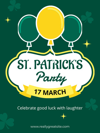 Designvorlage Ankündigung der St. Patrick's Day Party mit Luftballons für Poster US