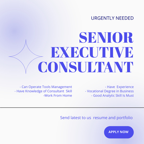 We Are Hiring Senior Executive Consultant