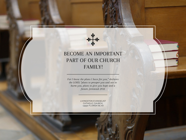 Designvorlage Evangelist Catholic Church Invitation for Family für Poster 18x24in Horizontal