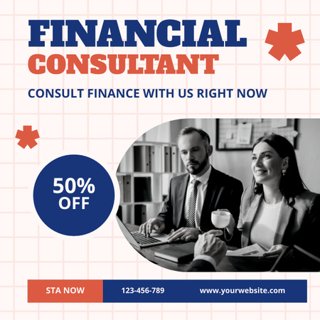 Professional Team of Financial Consultants LinkedIn post Design Template