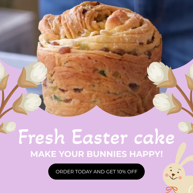 Szablon projektu Easter Cake With Raisins And Powder Sugar Animated Post