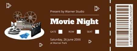 Movie Night Announcement with Retro Projector Ticket Design Template