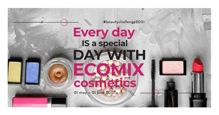 Ontwerpsjabloon van Facebook AD van Diverse set of Cosmetic Products