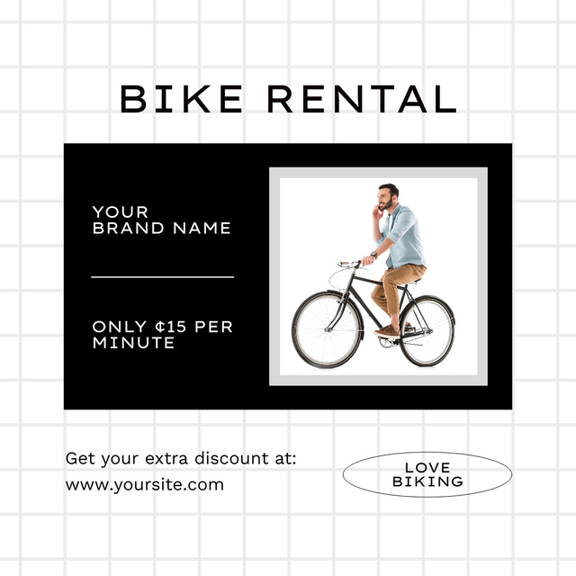Bike Rental Services Promotion In White Instagramデザインテンプレート