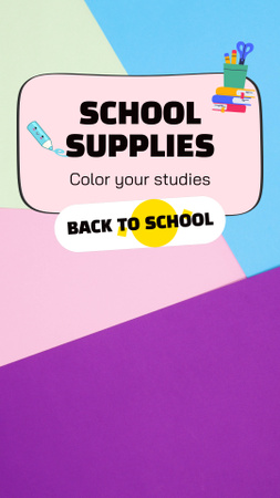 Modèle de visuel Offre de papeterie scolaire colorée avec des ciseaux - TikTok Video