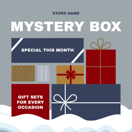 Winter Mystery Boxes Blue Instagram Design Template